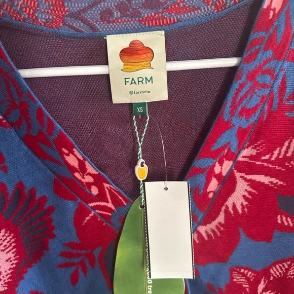 FARM Rio Blue and Red Floral Blouse - Picture 3 of 9